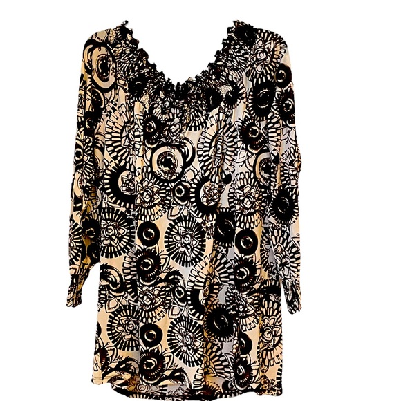 Layered ruched print tunic w/camisole - Picture 1 of 6
